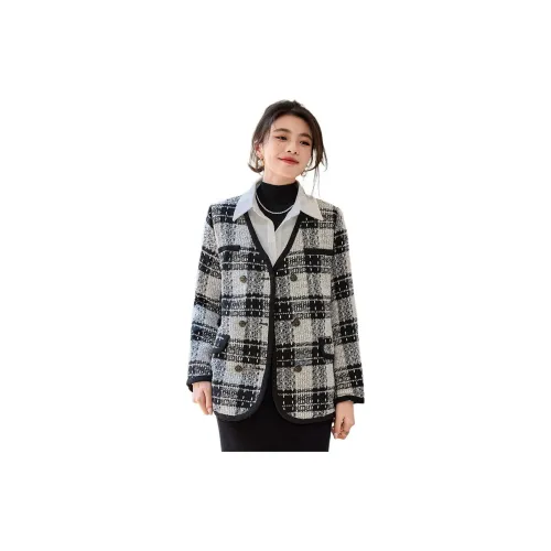 CARBAMMI Coats Women's Black Check