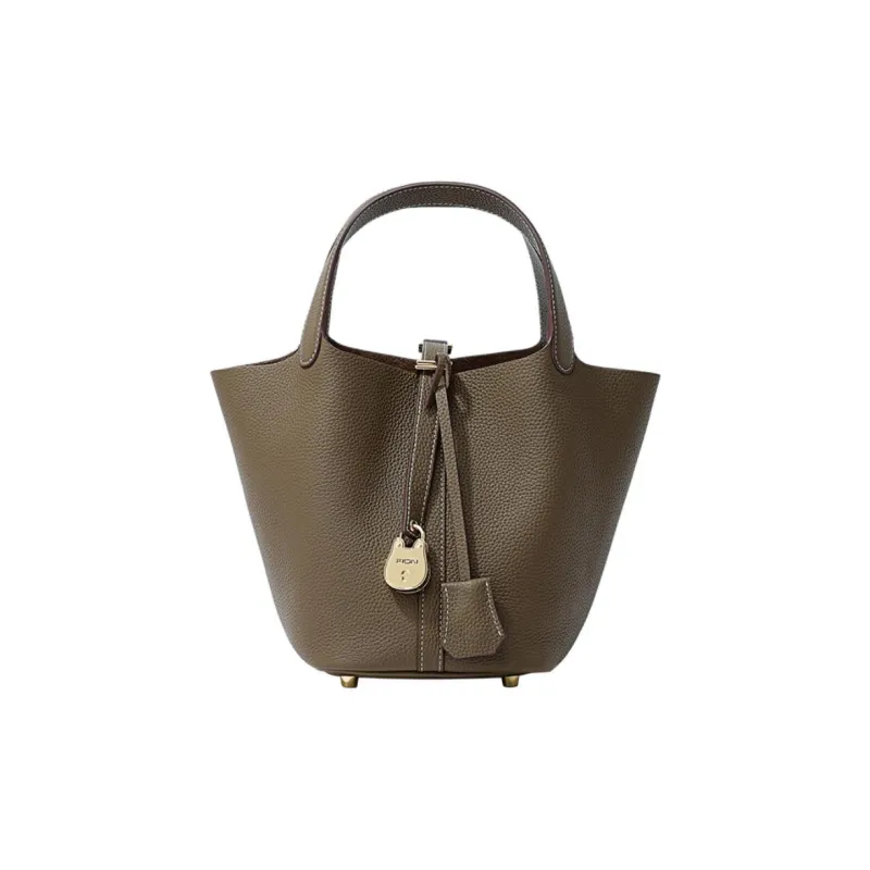 FION Cow Leather Handbag Women's Elephant Gray-0