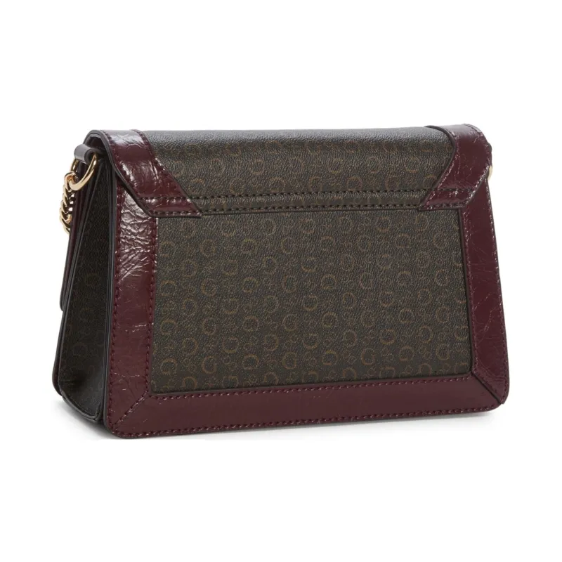 GUESS Artificial Leather Shoulder Bag Crossbody Bag Women's Dark Brown & Burgundy-1