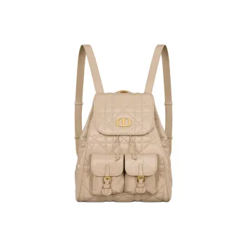 DIOR Caro Sheepskin Backpack Medium Size Women's Rouge Beige
