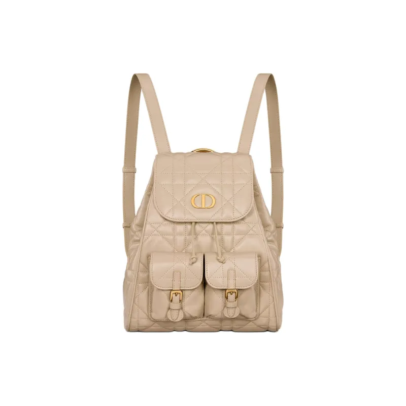 DIOR Caro Sheepskin Backpack Medium Size Women's Rouge Beige-0