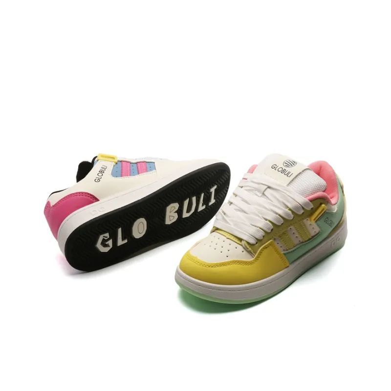 ABCYLM Slip Resistant Cushioning Impact Resistance Wear Resistant Low Top Skateboard Shoes Women's Rainbow Mismatched-4