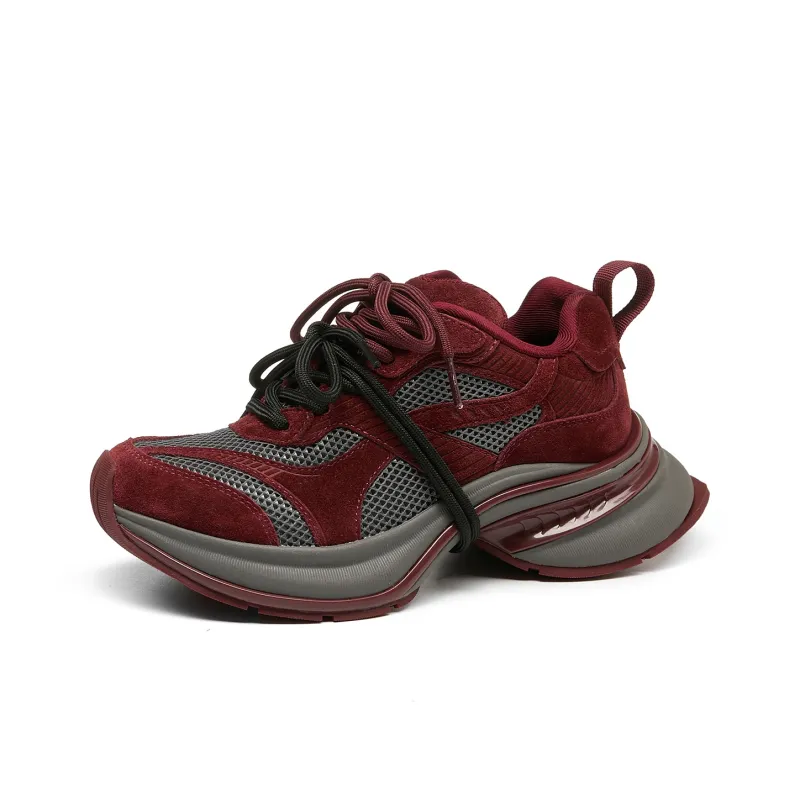 LEECAT STUDIO Anti-Slip Wear-Resistant Breathable Lightweight Height Increasing Low-Top Chunky Sneakers Women's-2