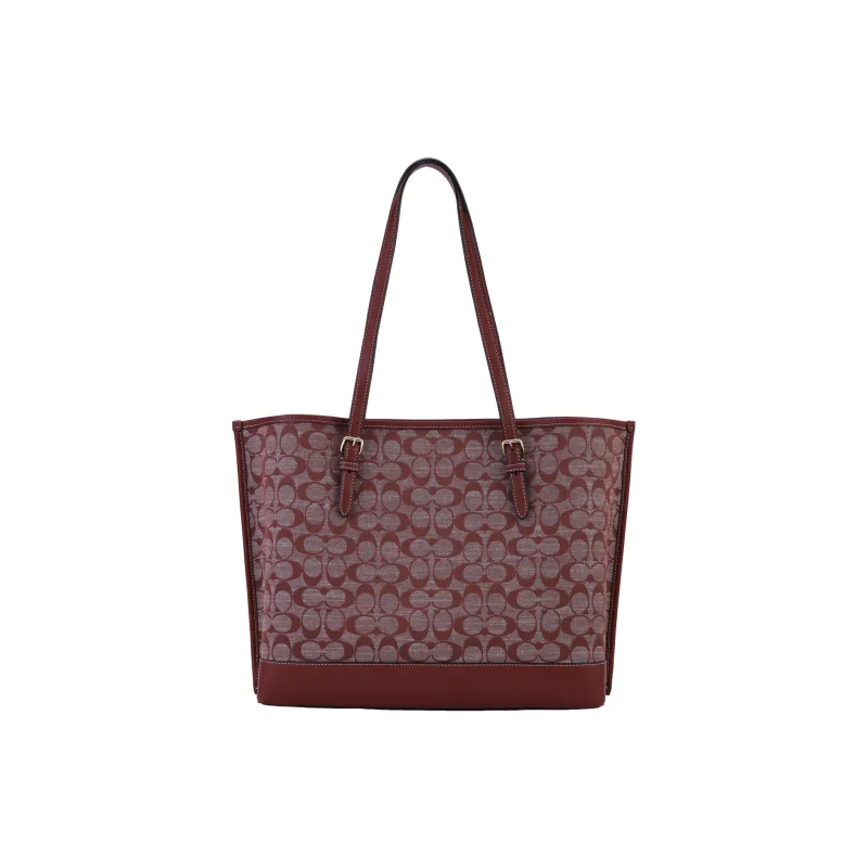 COACH Mollie Jacquard Fabric With Cow Leather Tote Bag, Shopping Bag, Handbag, Shoulder Bag Large Size Women's-4
