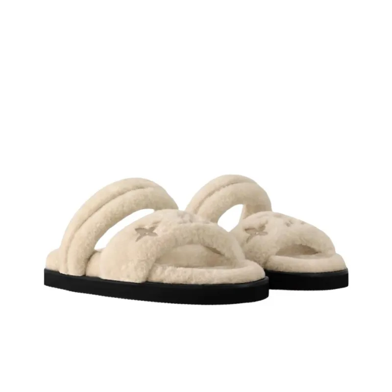 LOUIS VUITTON Sunset Slide Slippers Women's Beige-2