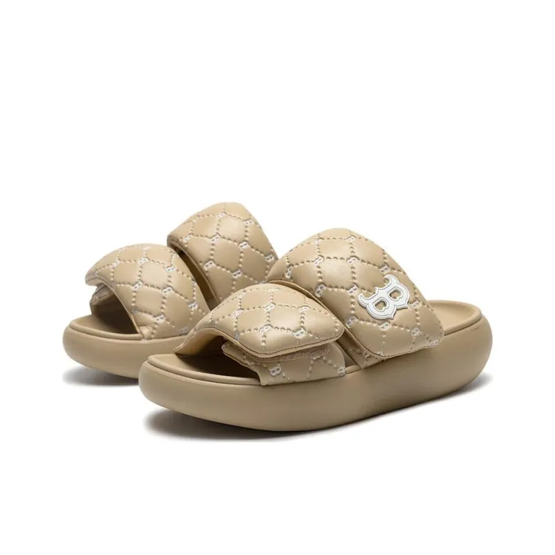 MLB Slipper Crystal Antibacterial Slide Slippers Unisex Light Camel-2