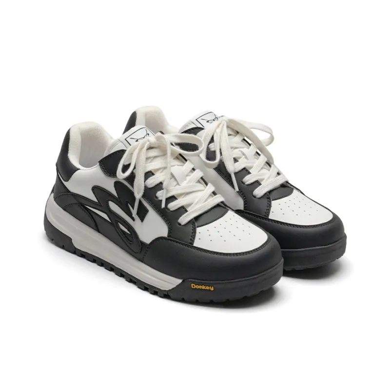 Mule Donkey Breathable Height Increasing Low Top Casual Shoes Unisex Black White-3