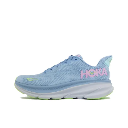 zapatillas de running HOKA ONE ONE ultra trail amarillas Clifton 9 Anti-Slip Wear-Resistant Low-Top Casual Running Shoes Women's Blue