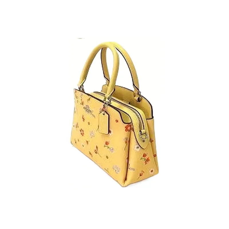 COACH Lillie Canvas Canvas Coated With Leather Handbag Shoulder Bag Crossbody Bag Large Size Women's Bright Yellow-2