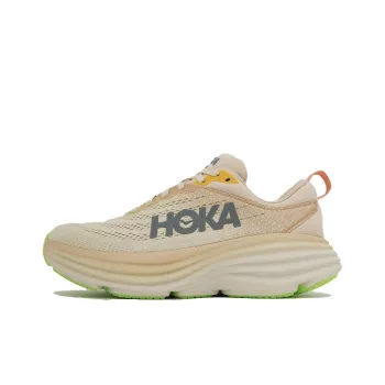 HOKA ONE ONE Bondi 8 Anti Slip Wear Resistant Low Top Casual Running Shoes Women's Light Yellow