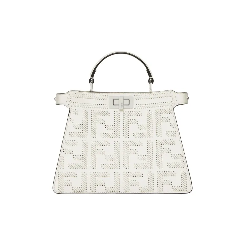 FENDI Peekaboo ISeeU Calfskin Shoulder Bag, Crossbody Bag, Handbag Trumpets Women's White-0