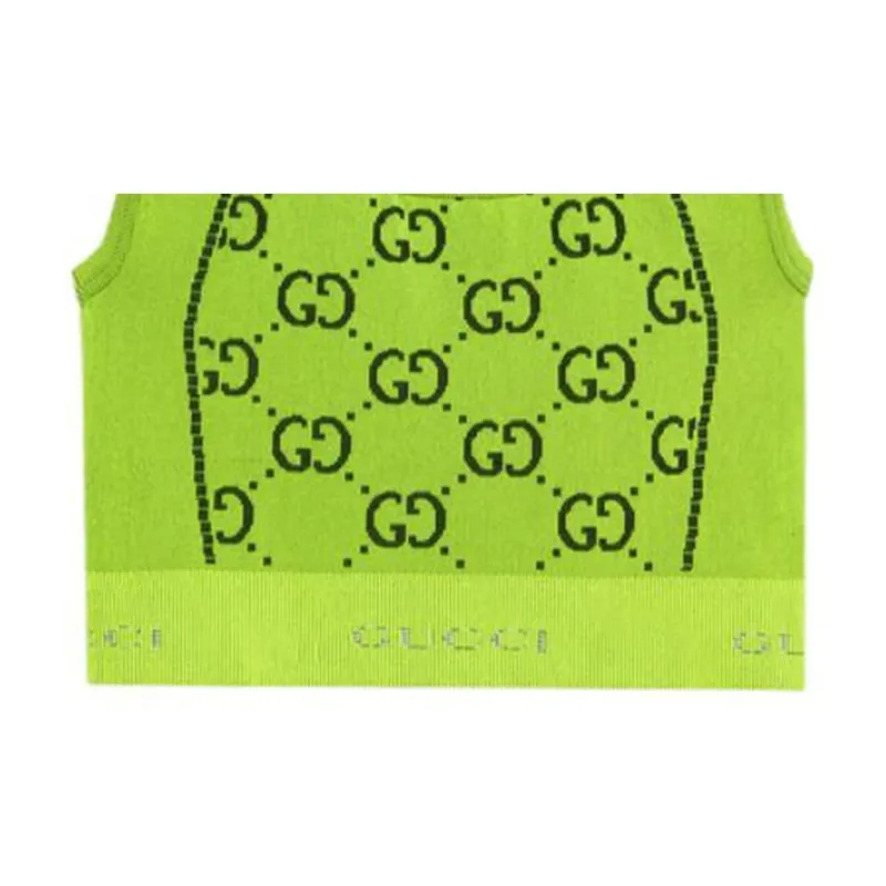 GUCCI Gg Jersey Jacquard Sleeveless Top 'Fluo Yellow/Black'-5