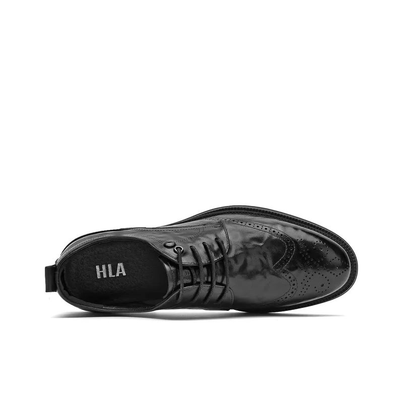 HLA Dress Shoes Men Low Top Black-12