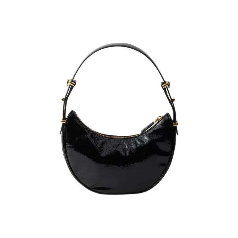 PRADA Patent Leather Handbag Shoulder Bag Unisex Black-2