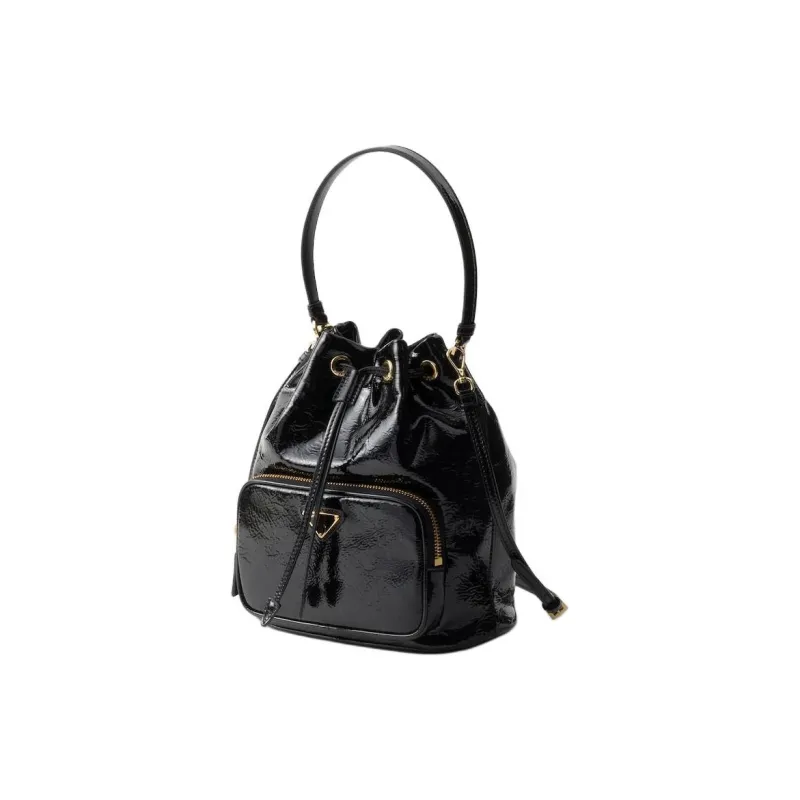 PRADA Cow Leather Bucket Bag, Shoulder Bag, Crossbody Bag, Handbag Women's Black-1