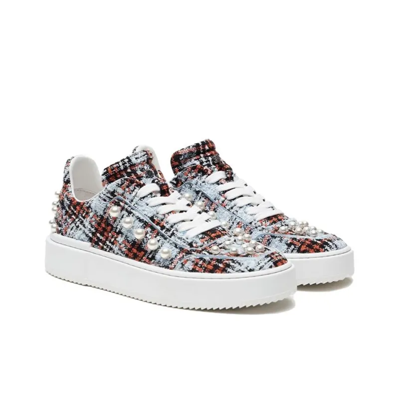 Stuart Weitzman Skateboard Shoes Women's Low-Top Blue Red-3