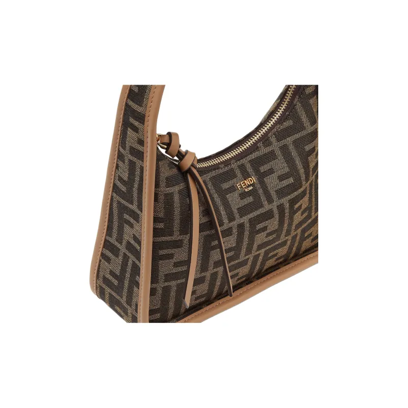 FENDI Polyester With Cotton Crescent Bag Shoulder Bag Handbag Mini Women's Brown-8