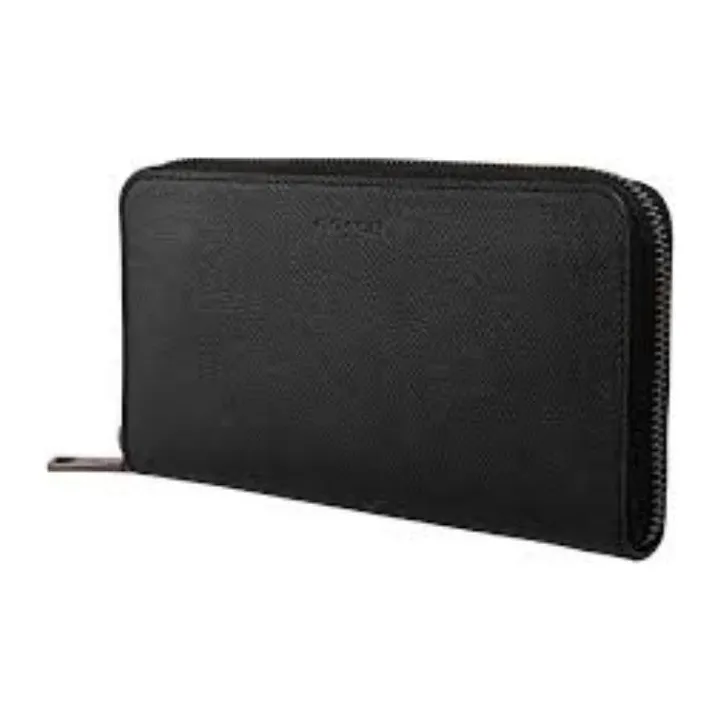 COACH Accordion Wallet Leather Trunk Bag Clutch Wallet Men's Black-1