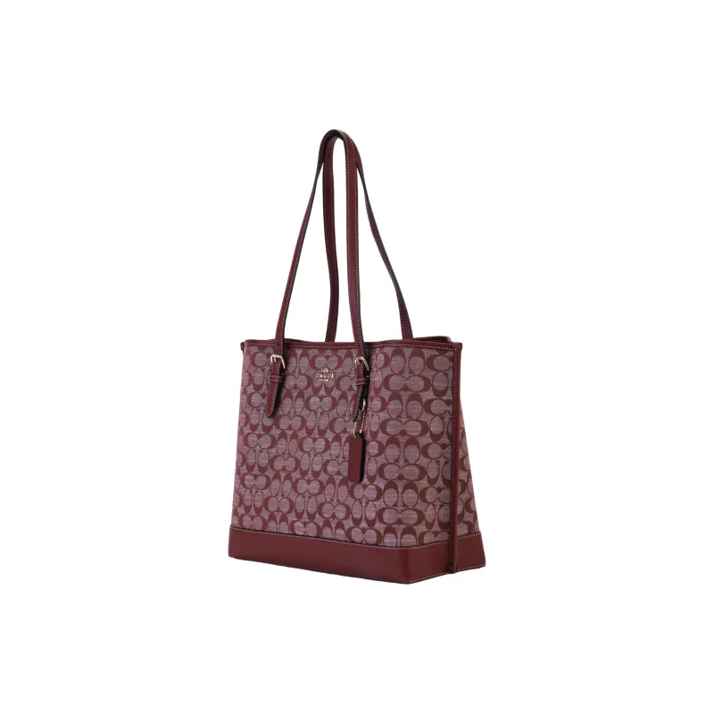 COACH Mollie Jacquard Fabric With Cow Leather Tote Bag, Shopping Bag, Handbag, Shoulder Bag Large Size Women's-2