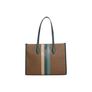 GUESS Artificial Leather Tote Bag, Shopping Bag, Handbag, Shoulder Bag Women's Brown & Green