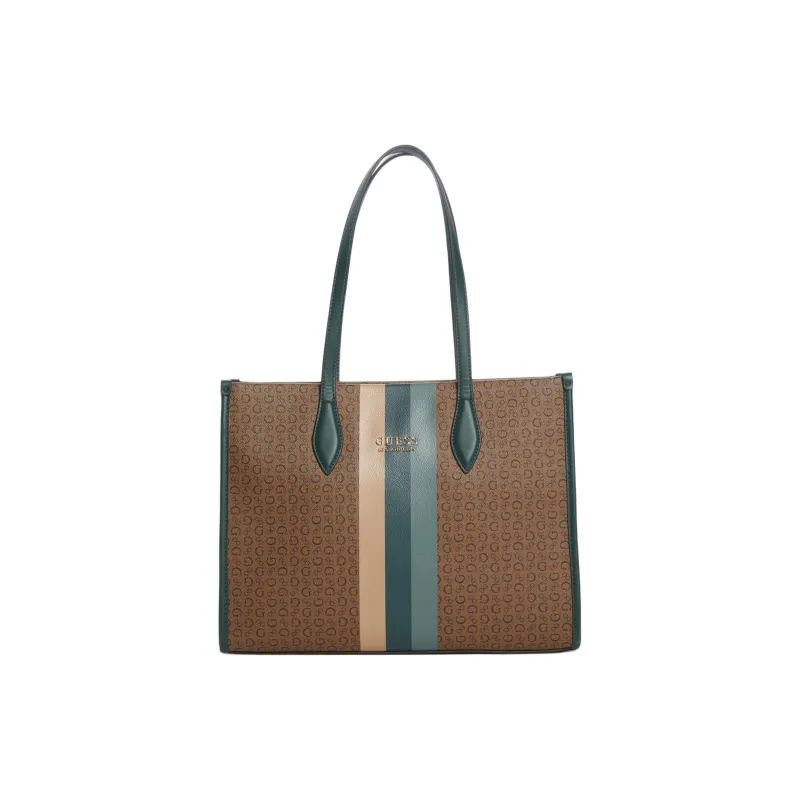 GUESS Artificial Leather Tote Bag, Shopping Bag, Handbag, Shoulder Bag Women's Brown & Green-0