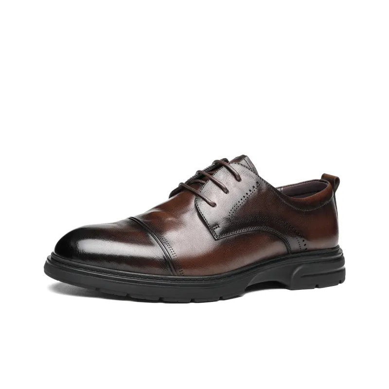 FAPAI Men's Casual Shoes Men Low Top Brown-1