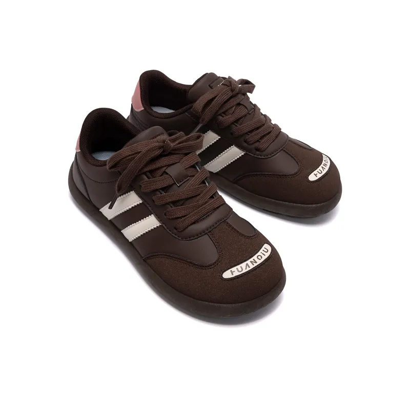 HUANQIU Height Increasing Wear Resistant Low Top Casual Shoes Women's Brown-3