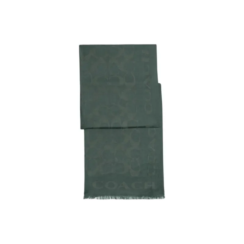 COACH Cotton Mulberry Silk Shawls Women's Green-0