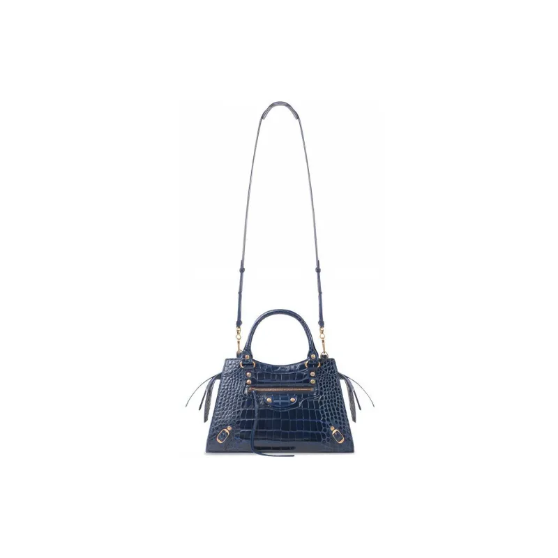 Balenciaga Cow Leather Handbag Small Size Women's Blue-2