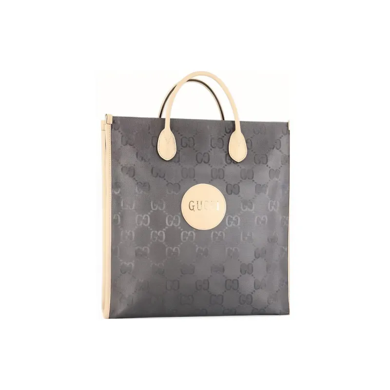 GUCCI Nylon With Leather Tote Bag Shopping Bag Shoulder Bag Crossbody Bag Handbag Unisex Gray-0