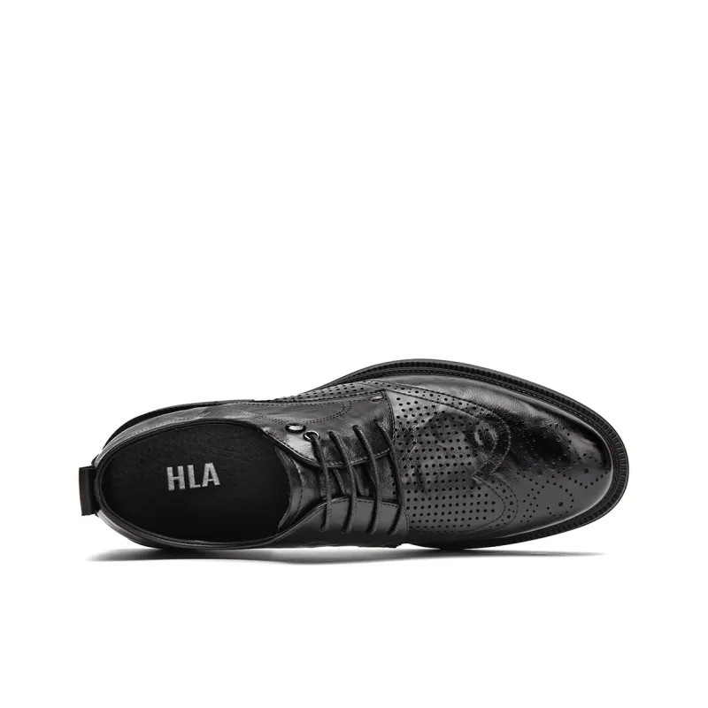 HLA Dress Shoes Men Low Top Black-21