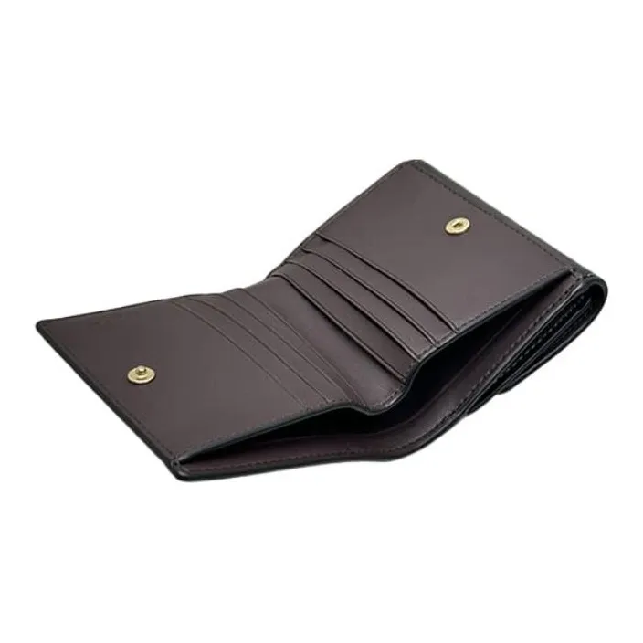 COACH Eliza Canvas With Leather Wallet Small Size Women's Brown Black-2