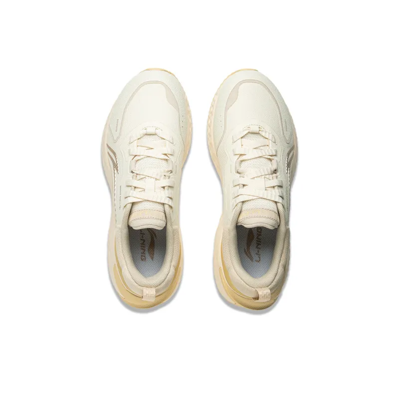 LiNing Cloud Shield Cushioned Slip Resistant Low Top Casual Running Shoes Women's Greige-3