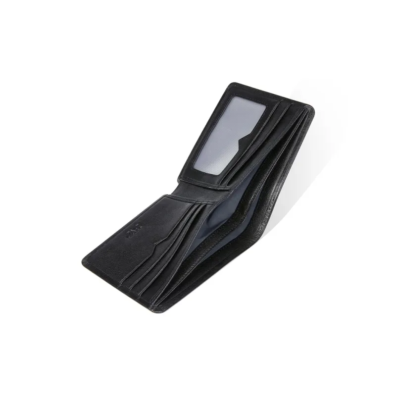 BVP Multiple Card Slots Casual Cow Leather Integrated Men's Short Wallet Card Holder Regular Men's Black-1