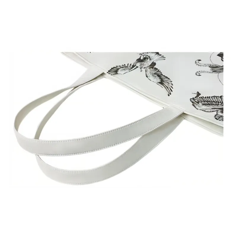 MAH Polyester Tote Canvas Bag, Shoulder Bag Unisex White-3
