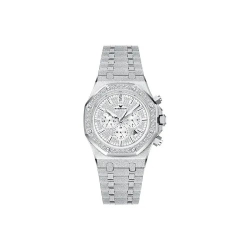 ROERDUM Sparkling Knight Mechanical Movement Steel Strap Watch Men
s Watches Silver Dial