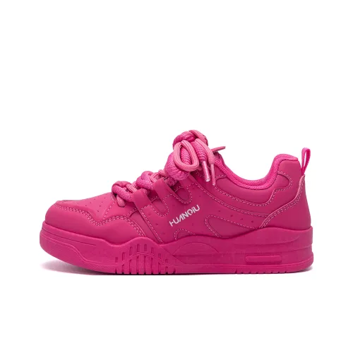 HUANQIU Abrasion Resistant Slip Resistant Low Top Skateboard Shoes Women's Rose Red