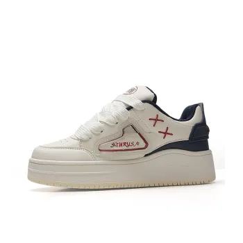 STUR YSN Wear resistant And Lightweight Low Top Skateboard Shoes Unisex White Burgundy