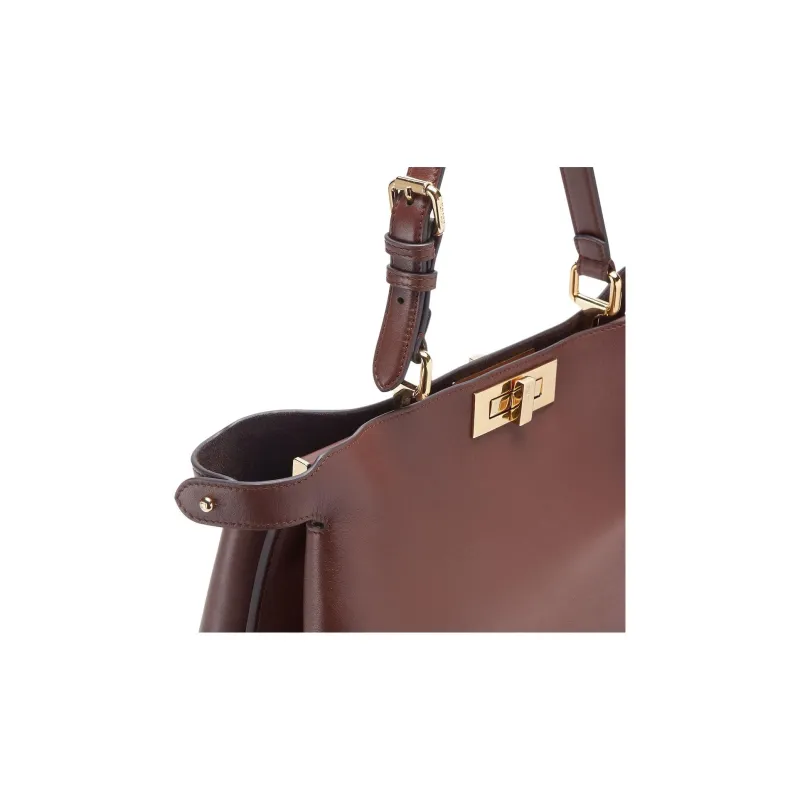 FENDI Peekaboo Calfskin Handbag, Shoulder Bag Large Size Women's Dark Brown-5