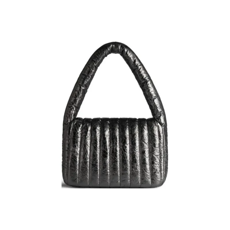 Balenciaga Cow Leather Shoulder Bag Small Size Women's Black-3
