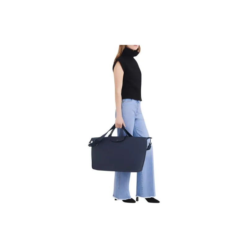 LONGCHAMP Le Pliage Xtra Cow Leather Dumpling Bag, Shoulder Bag, Crossbody Bag, Handbag, Travel Bag Trumpets Men's Blue-3