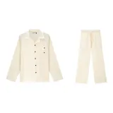 Double-Layer Cotton Yarn Pajamas for Women-White