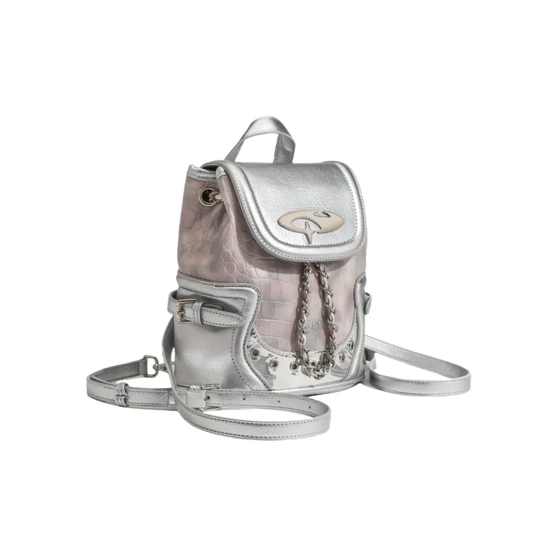 NOMK PU Handbag Backpack Regular Women's Dusty Pink/Classic Black-2