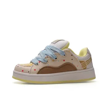 WJA Anti Slip Wear Resistant Lightweight Breathable Low Top Skateboard Shoes Women's Seven Colored Rainbow