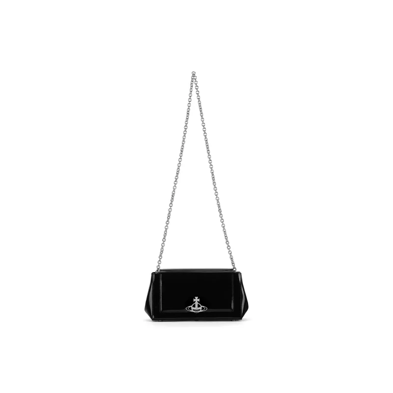 Vivienne Westwood HAZEL Cow Leather Shoulder Bag Baguette Bag One Shoulder Handbag Medium Size Women's Black-2