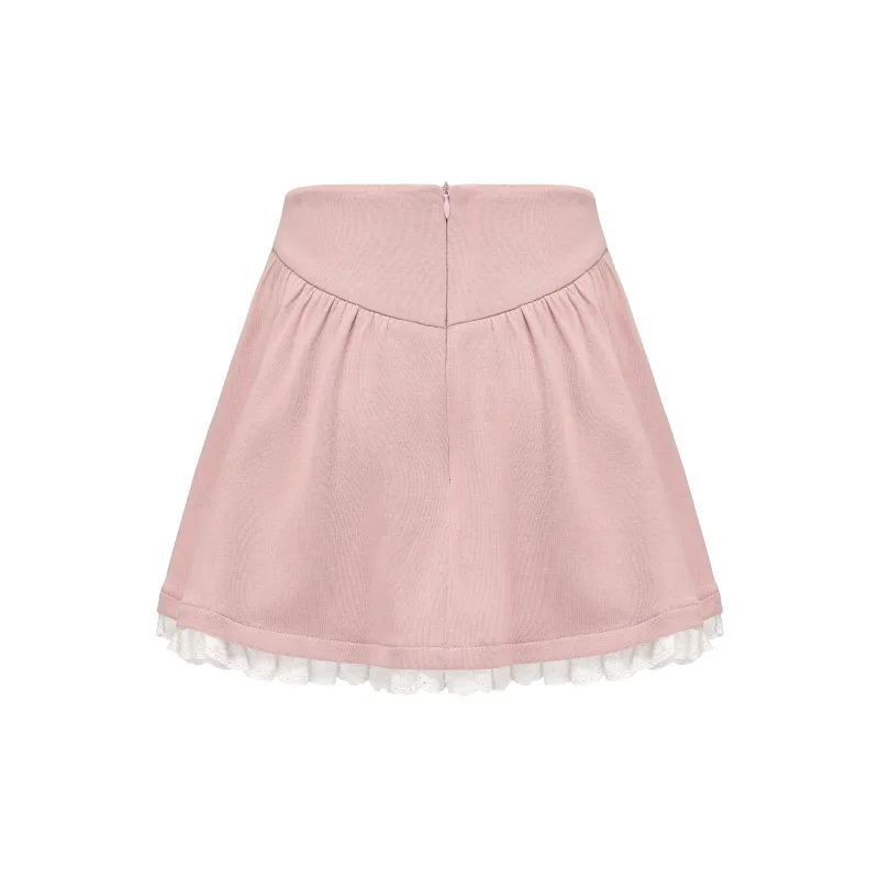 CHIWAWAMEME Casual Short Skirts Women's Glutinous Pink-1
