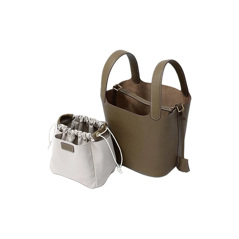 FION Cow Leather Handbag Women's Elephant Gray-1
