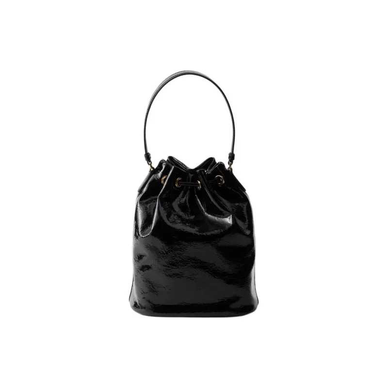 PRADA Cow Leather Bucket Bag, Shoulder Bag, Crossbody Bag, Handbag Women's Black-2