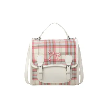 NOMK PU Backpack, Handbag, Shoulder Bag, Crossbody Bag Women's Ecru/Pink