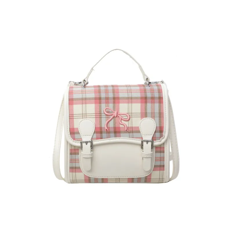 NOMK PU Backpack, Handbag, Shoulder Bag, Crossbody Bag Women's Ecru/Pink-0
